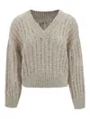 Brunello Cucinelli Oversized Cable-knit Sweater With V-neckline