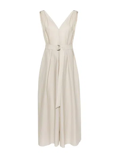 Brunello Cucinelli V-neck Belted Maxi Dress In Rose