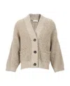 Brunello Cucinelli V-neck Button Knitted Cardigan In Nude