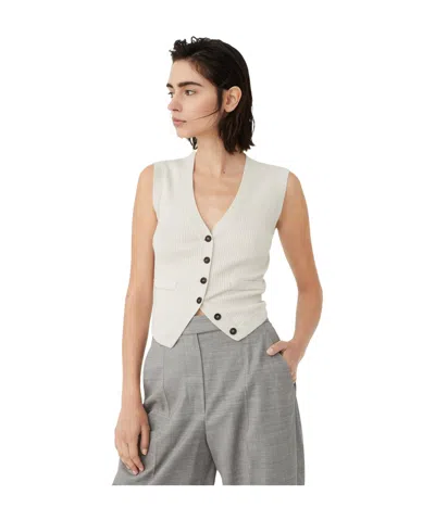 Brunello Cucinelli V-neck Button-up Knitted Vest In Gray