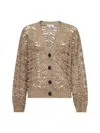 Brunello Cucinelli V-neck Buttoned Cardigan In Beige