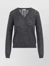 Brunello Cucinelli V-neck Cable Pullover Sequin Embellishments In Gray