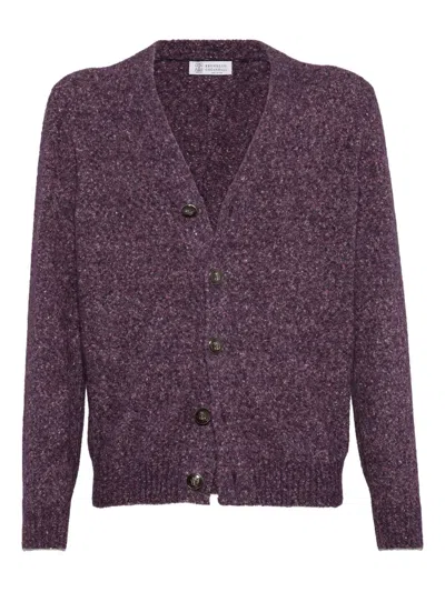 Brunello Cucinelli Cardigan Mit V-ausschnitt In Purple