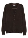 Brunello Cucinelli Dark Brown V-necked Cardigan In Brown