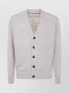 Brunello Cucinelli Classic Cardigan In Gray