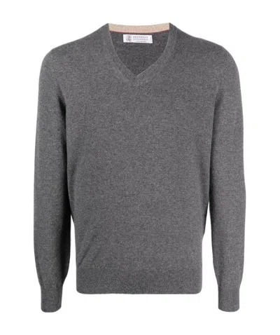 BRUNELLO CUCINELLI V-NECK CASHMERE JUMPER