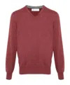 Brunello Cucinelli V-neck Cashmere Jumper In Red