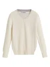 Brunello Cucinelli V-neck Cashmere Sweater In Neutral