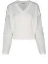 Brunello Cucinelli Knitwear With Buttoned Sheer Panels And V-neckline In White