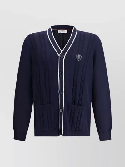 Brunello Cucinelli V-neck Cotton Cardigan Ribbed Knit