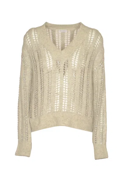 Brunello Cucinelli V-neck Crochet Jumper