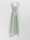 Brunello Cucinelli V-neck Flowing Silk Long Dress