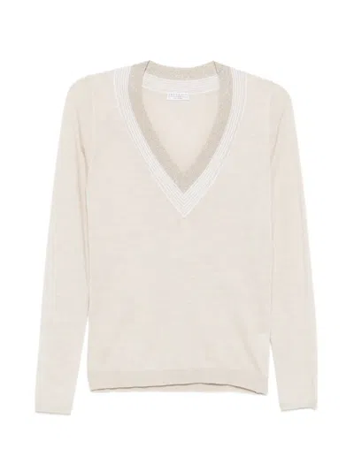 Brunello Cucinelli Cashmere Silk Viscose Jersey In Neutral