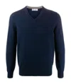 Brunello Cucinelli Men Ultrafine Virgin Wool Sweater In Blue