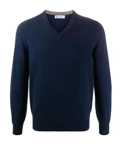 BRUNELLO CUCINELLI PLAIN V-NECK JUMPER