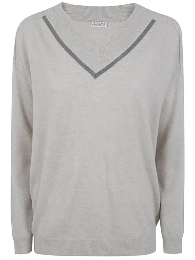 Brunello Cucinelli V-neck Jumper In White