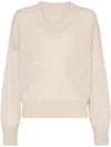 Brunello Cucinelli V-neck Jumper In Neutrals