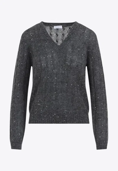 BRUNELLO CUCINELLI V-NECK KNIT SWEATER
