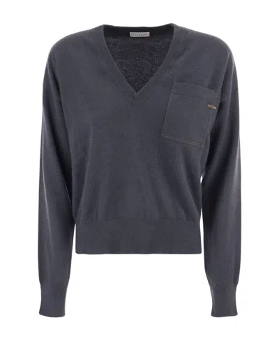 BRUNELLO CUCINELLI BRUNELLO CUCINELLI V-NECK KNITTED JUMPER