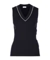Brunello Cucinelli Sleeveless V-neck Ribbed Texture Tank Top In Black