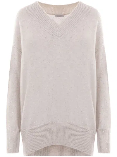 BRUNELLO CUCINELLI V-NECK LONG-SLEEVE JUMPER