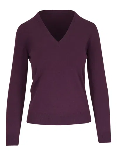 Brunello Cucinelli V-neck Long-sleeve Sweater In Purple