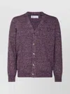 Brunello Cucinelli V-neck Long Sleeve Sweater With Ribbed Cuffs And Hem In Purple