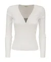 Brunello Cucinelli Long Sleeve V-neck T-shirt Clothing In White