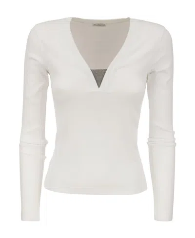 BRUNELLO CUCINELLI BRUNELLO CUCINELLI V-NECK LONG SLEEVED TOP
