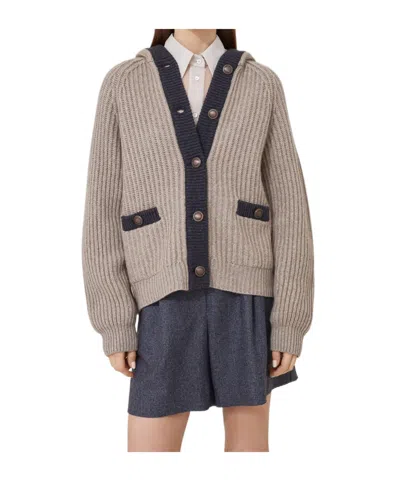 Brunello Cucinelli V-neck Long-sleeved Sweater In Neutral