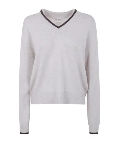 BRUNELLO CUCINELLI BRUNELLO CUCINELLI V-NECK LONG-SLEEVED SWEATER