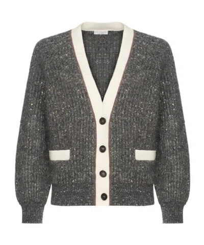 Brunello Cucinelli V-neck Long-sleeved Sweater In Gray