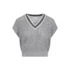 BRUNELLO CUCINELLI V-NECK MEDIUM GREY LINEN SWEATER