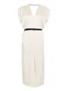 Brunello Cucinelli V-neck Midi Dress In White