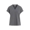 Brunello Cucinelli Dark Grey V-neck T-shirt In Grey