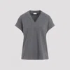 Brunello Cucinelli Dark Grey V-neck T-shirt In Grigio Scuro