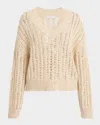 Brunello Cucinelli V-neck Paillette Open-weave Knit Sweater
