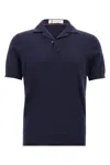 Brunello Cucinelli Collared Polo Shirt With Ribbed Cuffs In Blue