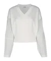 Brunello Cucinelli Knitwear With Buttoned Sheer Panels And V-neckline In White