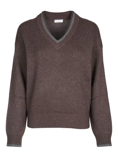 BRUNELLO CUCINELLI V-NECK RIBBED SWEATER