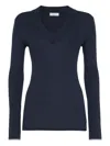 Brunello Cucinelli V-neck Ribbed Sweatshirt
