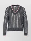 Brunello Cucinelli Blue Sequin T-shirt With V Neck In Linen Blend Woman