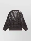 Brunello Cucinelli V-neck Sheer Top Sequin Embellishments In Brown