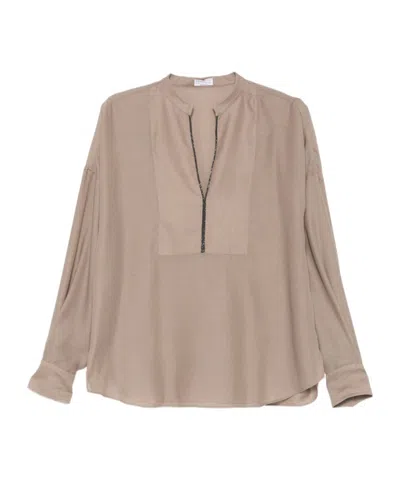 Brunello Cucinelli V-neck Shirt In Brown