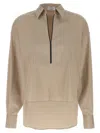 Brunello Cucinelli V-neck Shirt With Collared Design In Brown