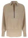 Brunello Cucinelli V-neck Shirt With Collared Design In Brown