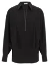 Brunello Cucinelli Collared V-neck Shirt Front Placket Detail In Black