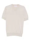 Brunello Cucinelli V-neck Short-sleeve Cotton T-shirt In Neutral