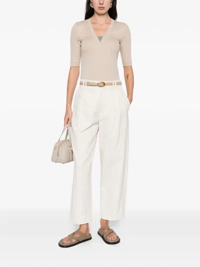 Brunello Cucinelli V-neck Short-sleeve T-shirt In Gray