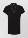 Brunello Cucinelli Monili Trim V-neck Cotton T-shirt Clothing In Black